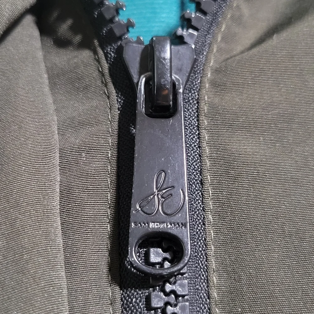 Sam Edelman Women's Faux Fur Lined Mid Puffer Coat Size M Green Removable Hood - Picture 15 of 16